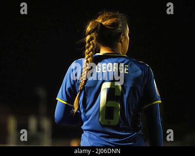 Liverpool, UK. 16th Mar, 2022. Gabby George (6 Everton) in action during the Barclays FA Womens Super League game between Everton and Chelsea at Walton Hall Park in Liverpool, England Natalie Mincher/SPP Credit: SPP Sport Press Photo. /Alamy Live News Stock Photo