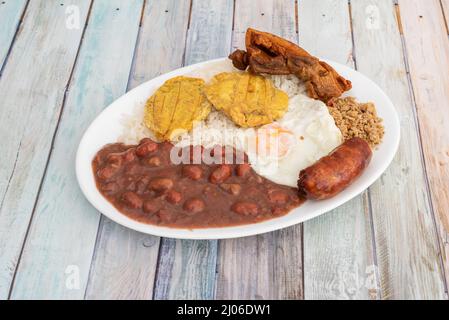 The Paisa tray is one of the most representative dishes of Colombia and the emblem of Antioquia gastronomy, and it is typical of this region, Antioqui Stock Photo