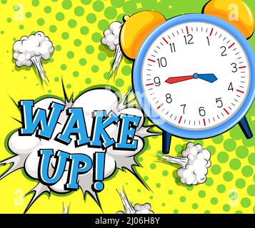 Abbreviation and facial expression retro comic banner design illustration Stock Vector