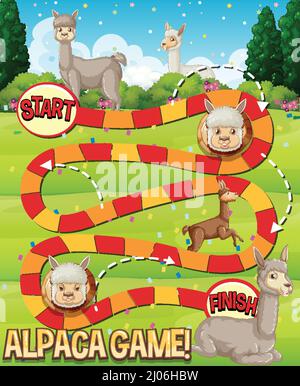 Snake And Ladder Board Game Jungle Theme - Arte vetorial de stock