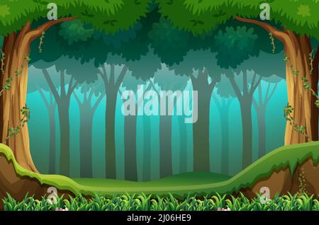 Nature scene with many trees illustration Stock Vector Image & Art - Alamy