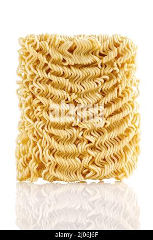 Uncooked Instant noodles, isolated on white background Stock Photo