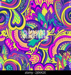 Funky colorful seamless psychedelic texture for decoration and design. Stock Vector