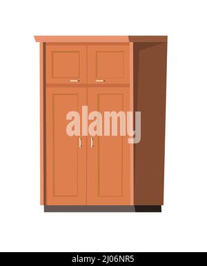 Wardrobe. Versatile room. Cartoon style. Furniture in modern minimalist design. Object isolated on white background. Vector. Stock Vector
