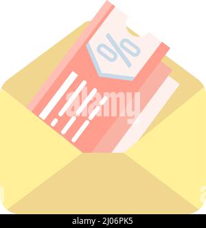 Gift voucher ticket in envelop vector icon Stock Vector