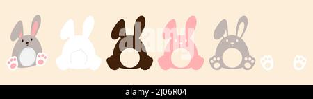 Cute bunny candy ornament. Hanger for sweets, candies for birthday, baby shower, Easter, Christmas. Layered paper decoration treat holder for dome. Pr Stock Vector