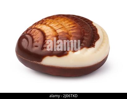 Chocolate sweets shaped as seashells isolated on white background Stock Photo