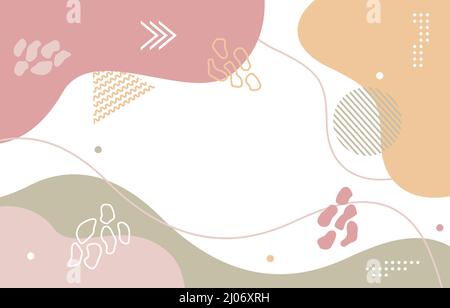 Cute Fluid Minimalist Girly Abstract Flat Colorful Background Wallpaper Stock Vector