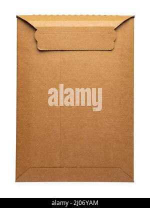 Brown envelope front and back isolated on white background. Letter top view. Stock Photo