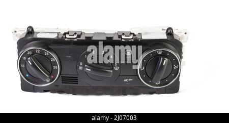 Detail with the air conditioning button inside a car, Control panel car air conditioner dashboard, console Technology in a modern car, Modern interior Stock Photo