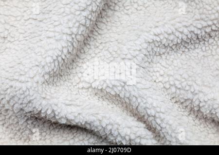White soft fleece inner lining fabric abstract background texture Stock Photo