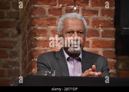 Cologne, Germany. 16th Mar, 2022. Writer and Nobel Prize winner Abdulrazak Gurnah reads at Lit.Cologne, the international literature festival, Credit: Horst Galuschka/dpa/Alamy Live News Stock Photo