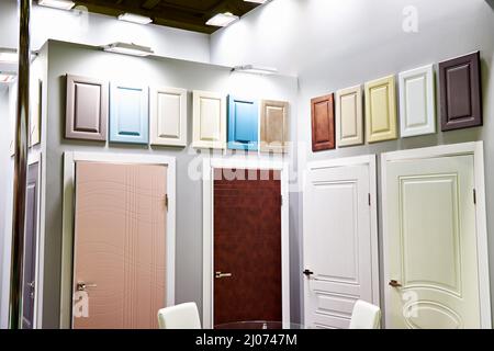 Furniture panels and doors in the hardware store Stock Photo