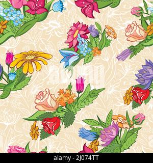 seamless background with spring flowers for design Stock Vector