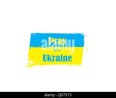 Pray for Ukraine concept background - text on a grunge flag Stock Vector