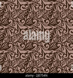 Brown seamless background with swirls and splash Stock Vector