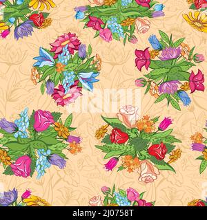 seamless background with spring flowers for design Stock Vector