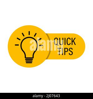 quick tips speech bubble with bulb icon vector  interesting facts concept for graphic design, logo, website, social media, mobile app, UI illustration Stock Vector