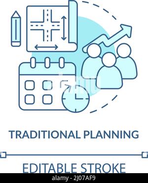 Traditional planning turquoise concept icon Stock Vector