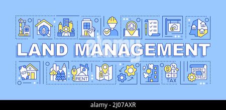 Land management word concepts blue banner Stock Vector