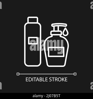 Skin care products white linear icon for dark theme Stock Vector
