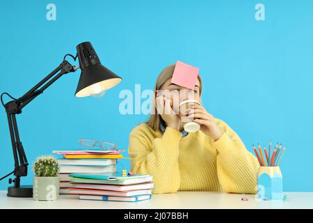 Concept of preapring to exams and tests with student girl Stock Photo