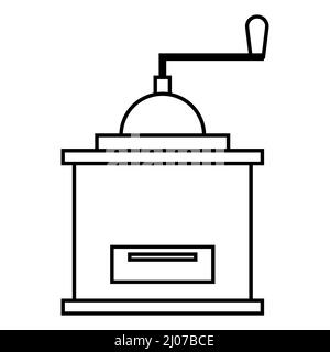 Manual vintage coffee grinder icon, vintage coffee grinder mechanism Stock Vector