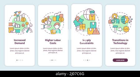 Macro trends in economy onboarding mobile app screen Stock Vector