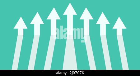 Business growth achieving financial success, up arrows, successful business development path Stock Vector