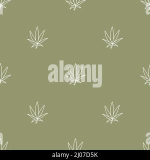 Seamless pattern with marijuana leaves, flat vector illustration. For t-shirt prints and other uses. Stock Vector