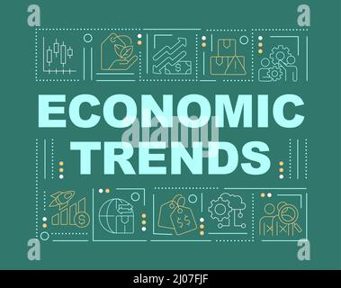 Trends in economy word concepts green banner Stock Vector