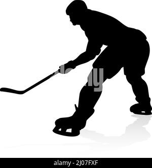 Hockey Player Sports Silhouette Stock Vector