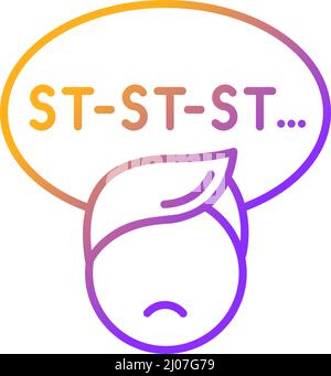 Stuttering linear icon. Speech problem. Sound prolongation. Oral ...
