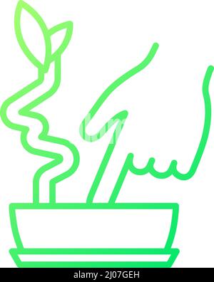 Touch to check moistured soil gradient linear vector icon Stock Vector