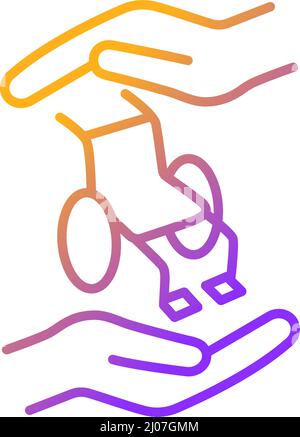 Support people with disabilities gradient linear vector icon Stock Vector