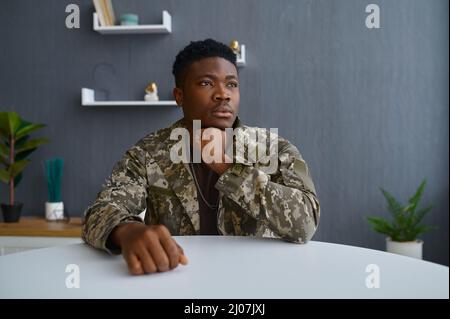 Military man looking at camera portrait Stock Photo