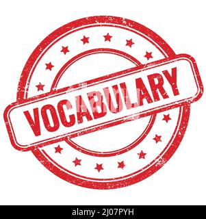 VOCABULARY text on red vintage grungy round rubber stamp. Stock Photo