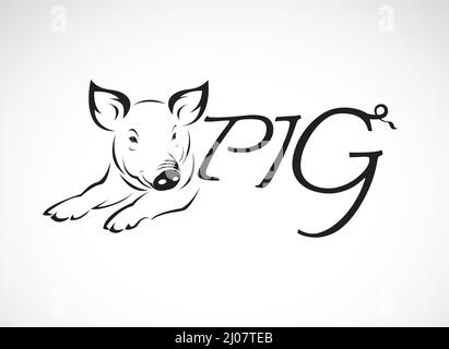 Vector design a pig is text on a white background. Farm animals. Easy editable layered vector illustration. Stock Vector