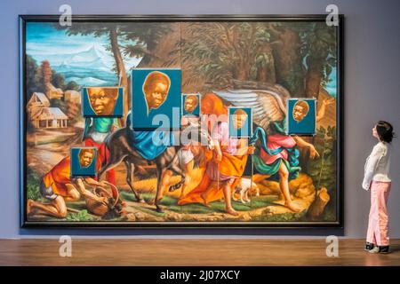 London, UK. 17th Mar, 2022. Gagosian Exhibits New Paintings and Sculptures by Titus Kaphar in London, the Artist's First Exhibition in the City - New Alters: Reworking Devotion Opens at Grosvenor Hill on March 17, 2022. Credit: Guy Bell/Alamy Live News