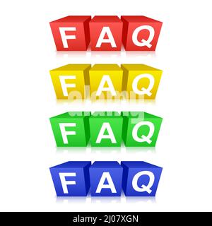 FAQ cubes vector illustration isolated on white background. Stock Vector