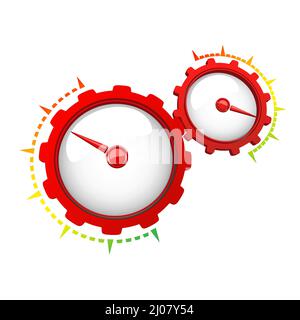 Gear speedometer vector illustration isolated on white background. Stock Vector