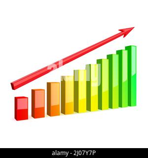 Graphic up with arrow vector illustration isolated on white background. Stock Vector