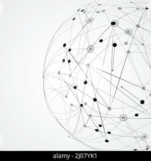 Vector ball abstract line design. Sphere with connected lines and dots. Network structure. Digital big data concept Stock Vector