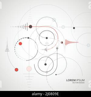 Abstract vector background of geometric elements circles and dotted lines. Technology design with curved circular lines Stock Vector