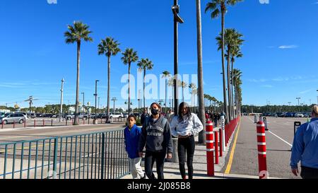 Orlando, FL USA- November 27, 2021: People walking into Hollywood Studios Walt Disney World in Orlando, Florida. Stock Photo