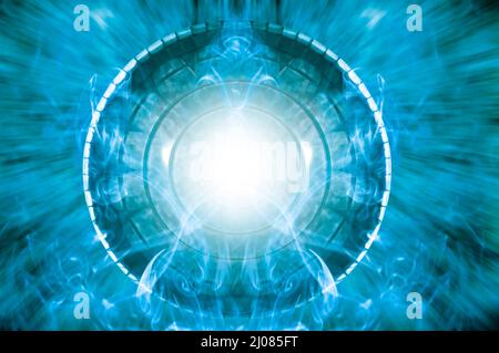 abstract circle with energy lights, fusion energy concept Stock Photo