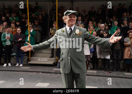 American-Irish actor John C. Reilly takes part in the St Patrick's Day Parade in Dublin, which has returned in full, with crowds on the streets of Dublin after Covid-19 put a pause on celebrations for the last two years. Picture date: Thursday March 17, 2022. Stock Photo