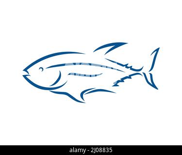 Tuna Fish and Sea Animal Entity Silhouette Stock Vector