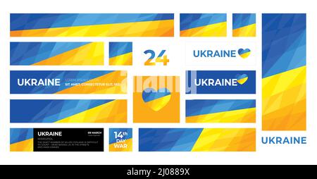 Ukraine flag. Blue yellow abstract backgrounds. Ukraine modern pattern. Template design and banner sets Stock Vector