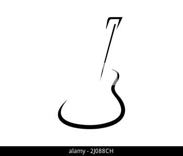 Acoustic Guitar Symbol Illustration with Silhouette Style Stock Vector